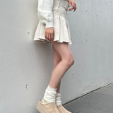 太ベルトプリーツスカート