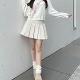 太ベルトプリーツスカート