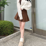 太ベルトプリーツスカート