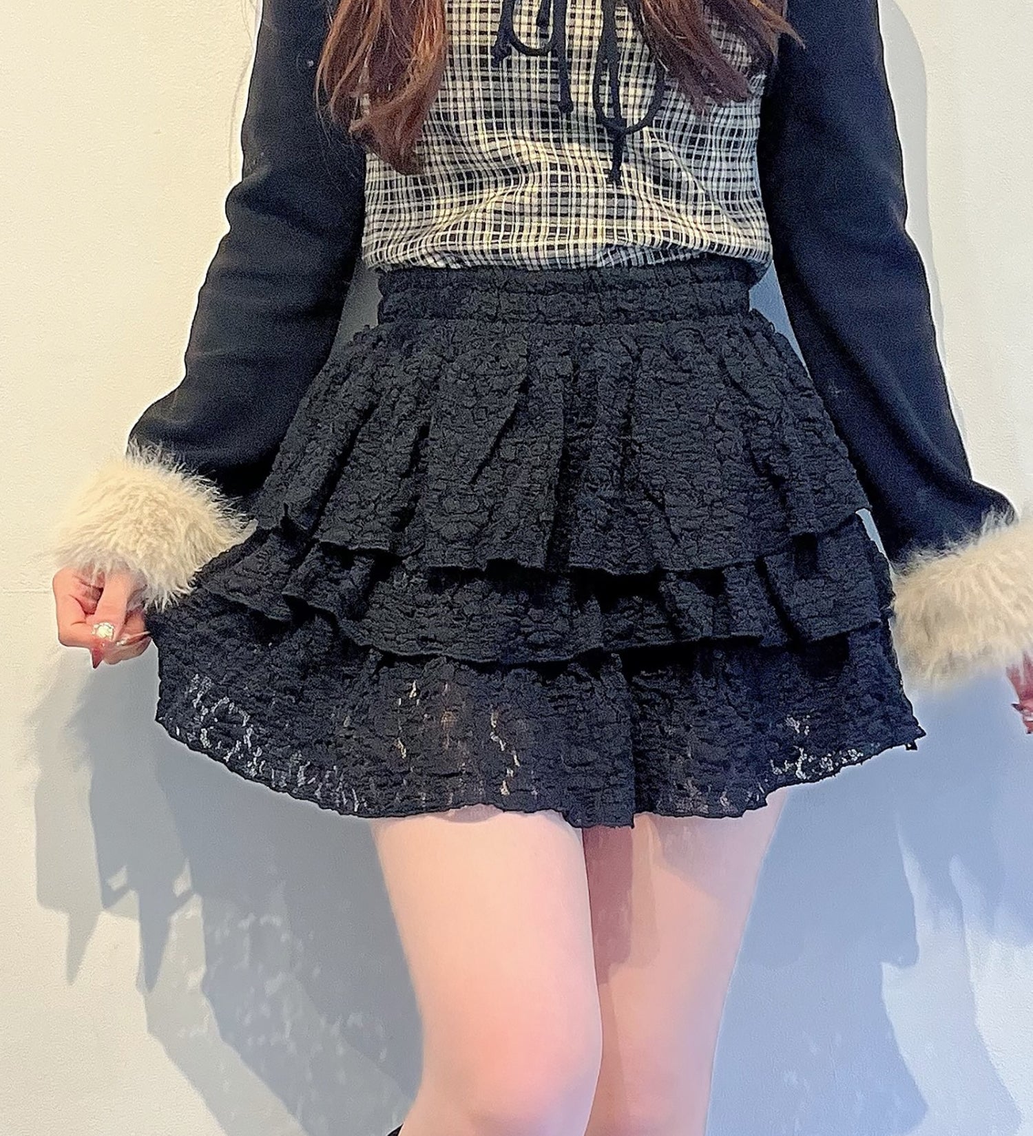 【予約商品 12月下旬発送】レースティアードスカート