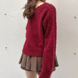 ベロアリボンワンショルニット