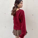 ベロアリボンワンショルニット