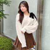 ベロアリボンワンショルニット