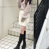 ベロアリボンワンショルニット