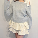 ベロアリボンワンショルニット