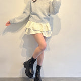 ベロアリボンワンショルニット