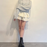 ベロアリボンワンショルニット