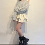 ベロアリボンワンショルニット