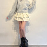 ベロアリボンワンショルニット