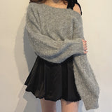 ベロアリボンワンショルニット