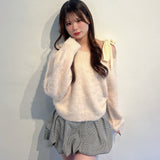 ベロアリボンワンショルニット