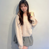 ベロアリボンワンショルニット