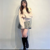 ベロアリボンワンショルニット