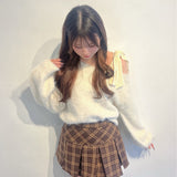 ベロアリボンワンショルニット