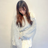 ベロアリボンワンショルニット