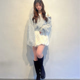 ベロアリボンワンショルニット