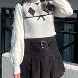 【予約商品 11月下旬発送】アーガイルリボンニット