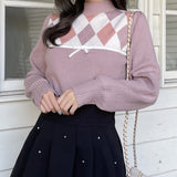 【予約商品 11月下旬発送】アーガイルリボンニット