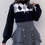 【予約商品 11月下旬発送】アーガイルリボンニット