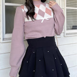 【予約商品 11月下旬発送】アーガイルリボンニット