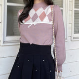 【予約商品 11月下旬発送】アーガイルリボンニット