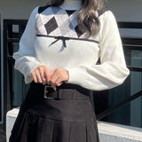 【予約商品 11月下旬発送】アーガイルリボンニット