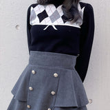 【予約商品 11月下旬発送】アーガイルリボンニット