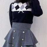 【予約商品 11月下旬発送】アーガイルリボンニット