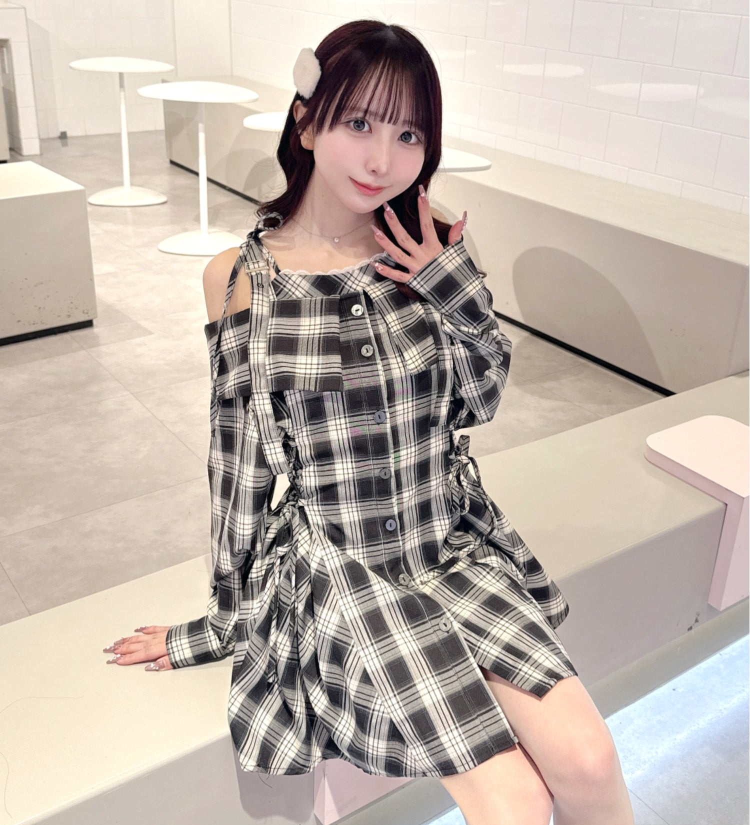 レイヤードレースアップワンピース