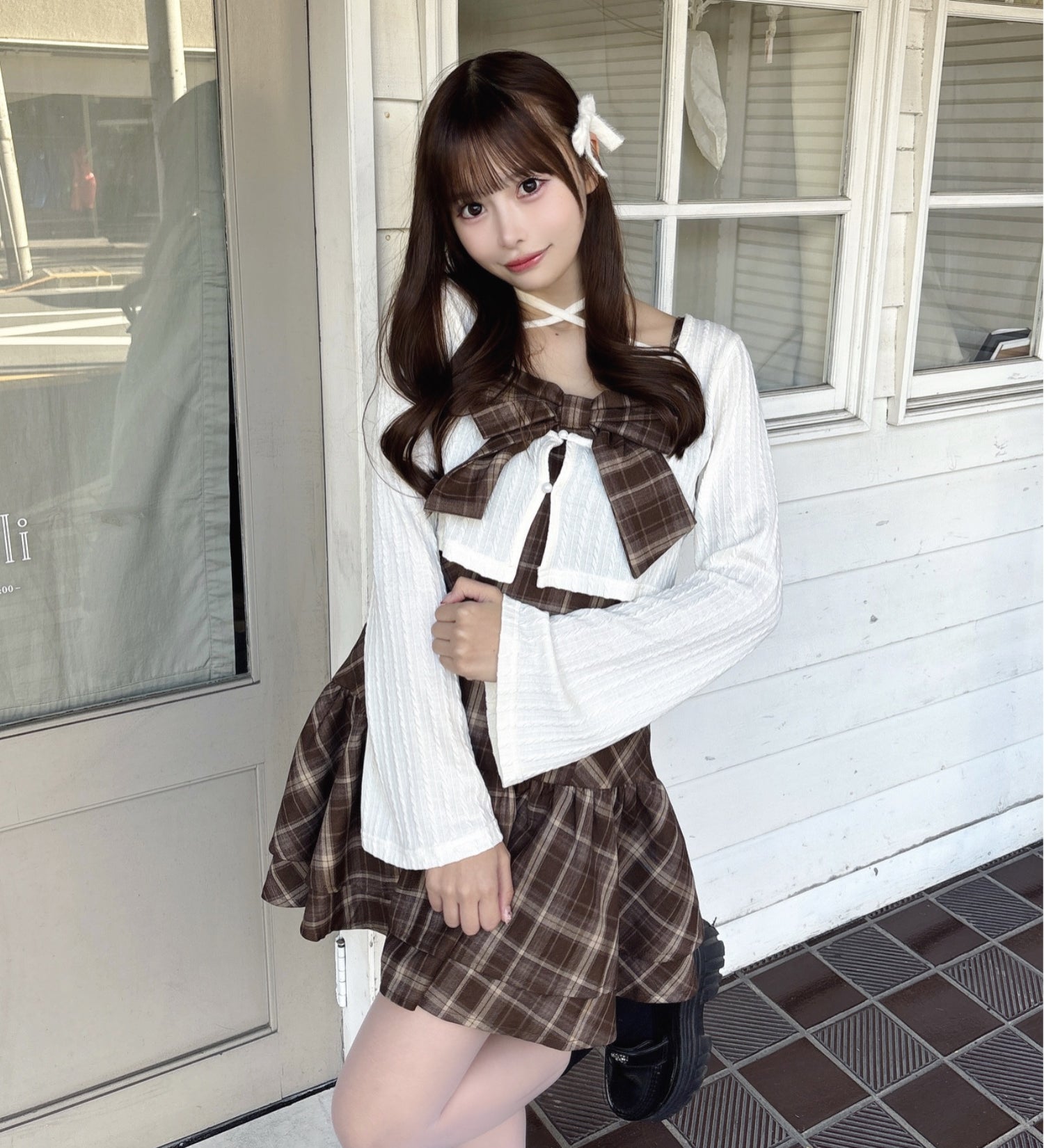 【予約商品1月中旬発送】リボンアンサンブルワンピース