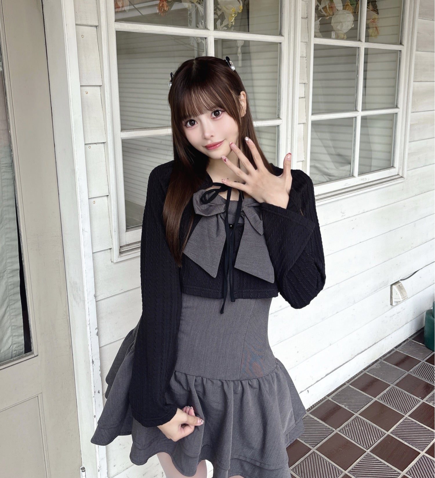 【予約商品1月中旬発送】リボンアンサンブルワンピース