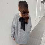 【予約商品 1月下旬発送】バックリボンニットワンピース