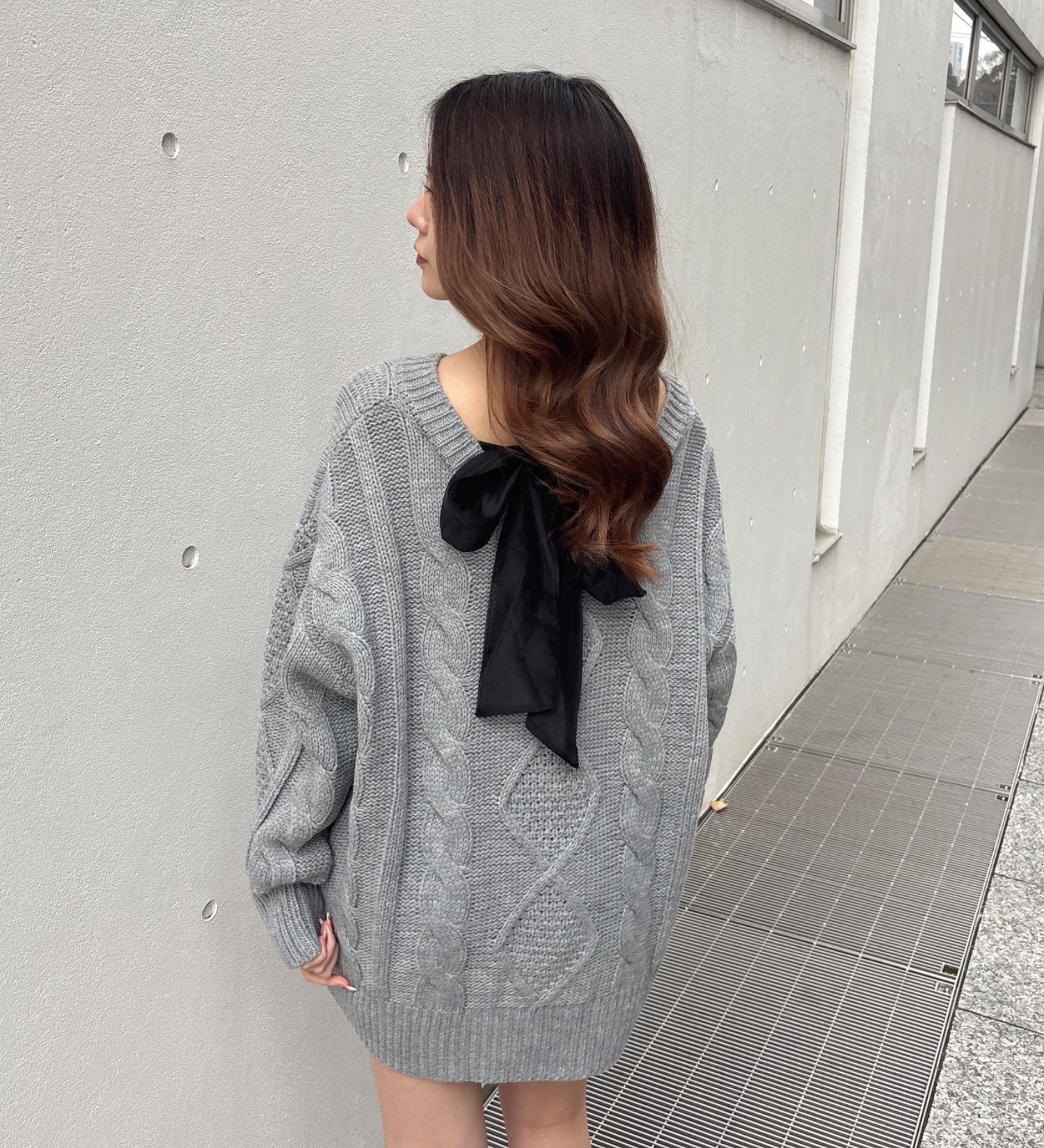 【予約商品 1月下旬発送】バックリボンニットワンピース