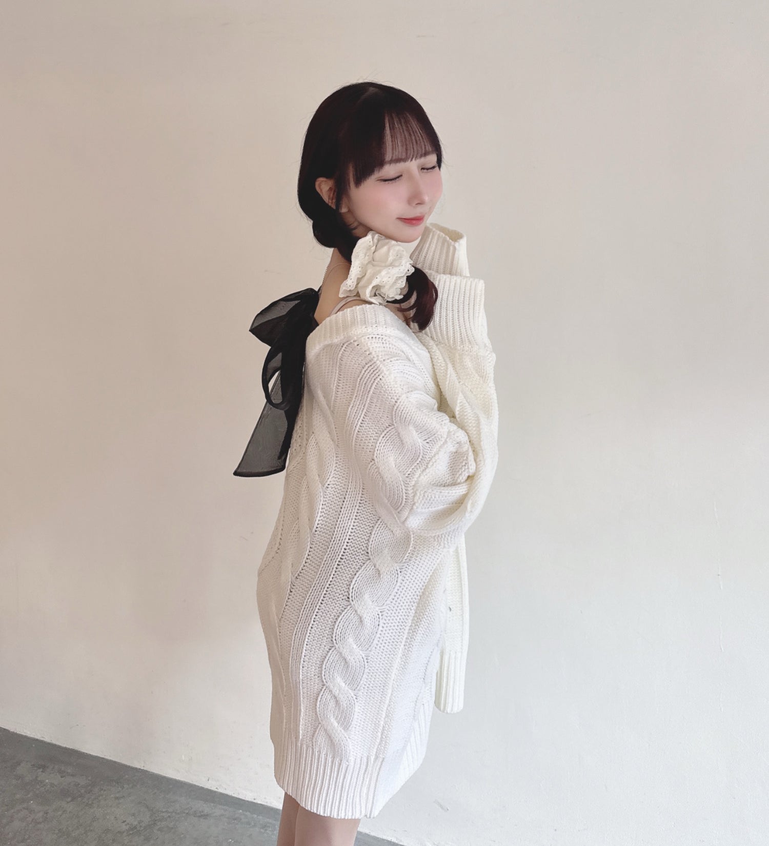 【予約商品 1月下旬発送】バックリボンニットワンピース