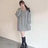 バックリボンニットワンピース