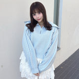 ハーフジップレーシングニット