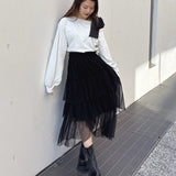 袖ビジューリボンワンショルトレーナー