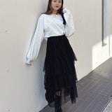 袖ビジューリボンワンショルトレーナー