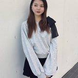 袖ビジューリボンワンショルトレーナー