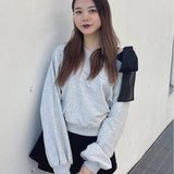 袖ビジューリボンワンショルトレーナー