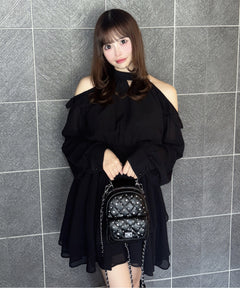 【SALE】オープンショルダーボウタイワンピース