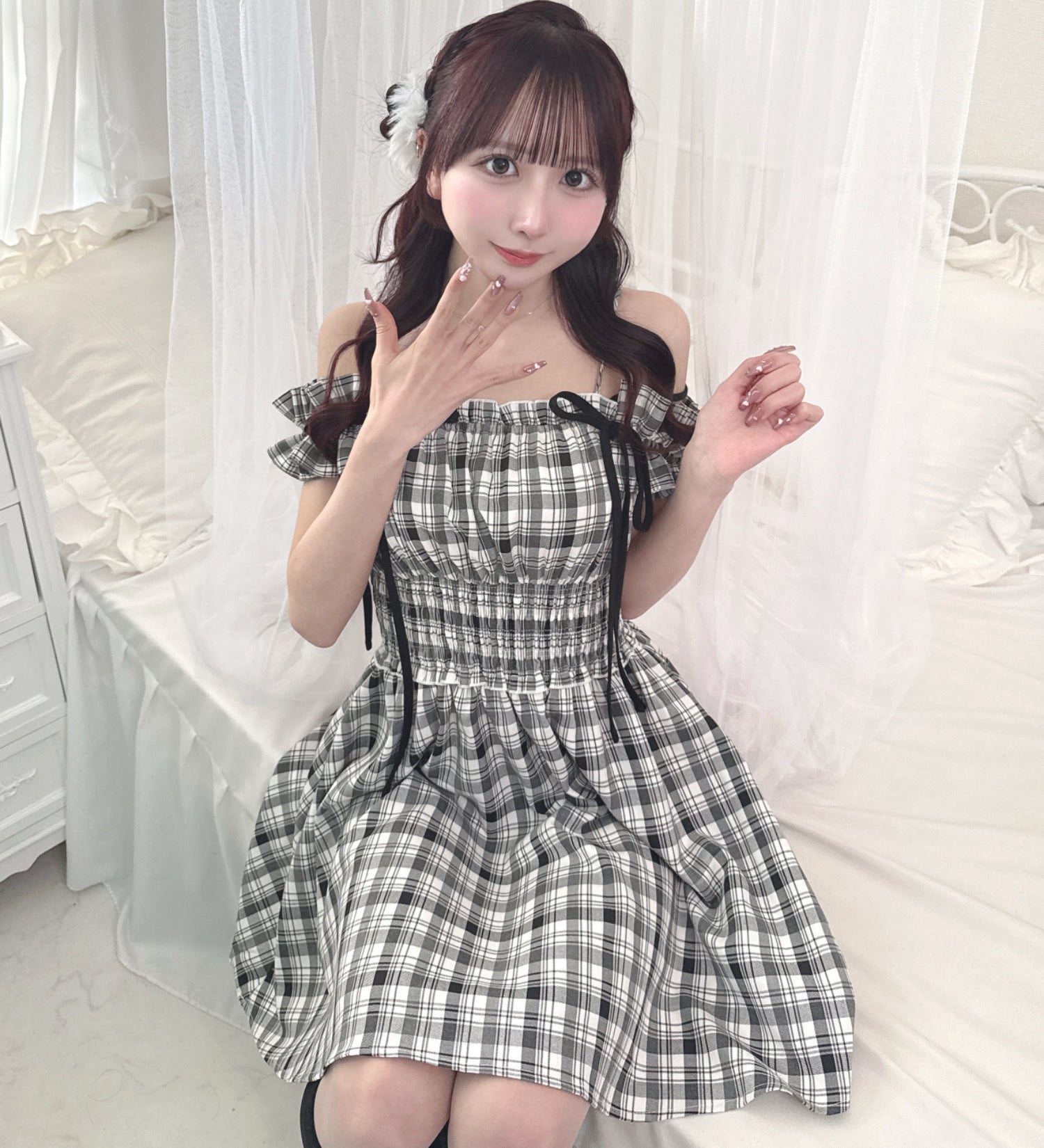 2way肩リボンミニワンピース