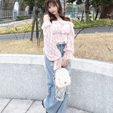 フリルオフショルブラウス