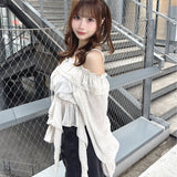 フリルオフショルブラウス