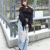 フリルオフショルブラウス