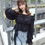 フリルオフショルブラウス