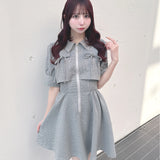 【予約商品 3月下旬発送】レイヤードフロントジップワンピース