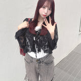 レースフリルカーデ