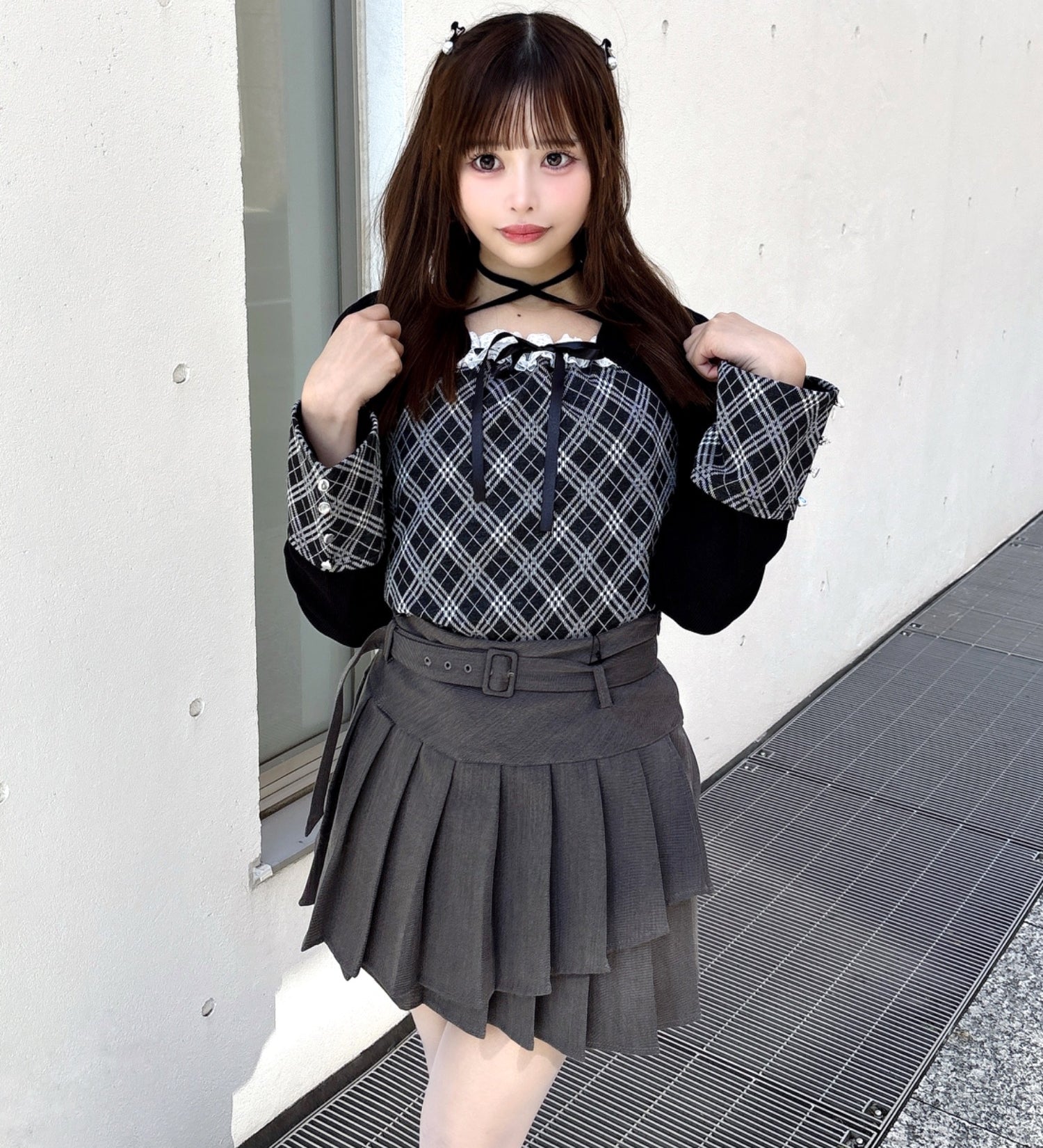 【予約商品 3月中旬発送】チェック×ボレロ風トップス