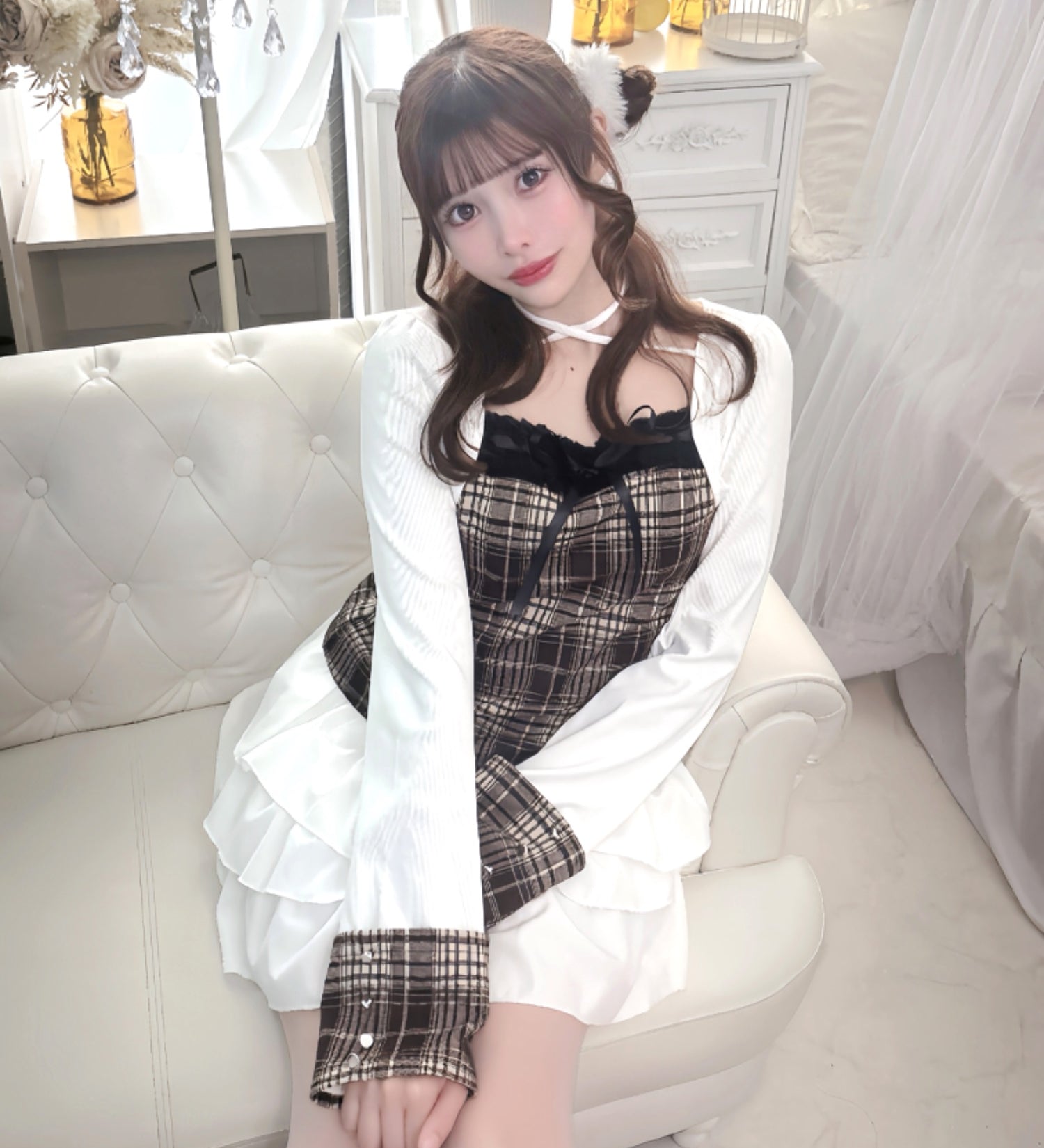 【予約商品 3月中旬発送】チェック×ボレロ風トップス